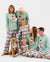 Christmas Matching Family Pajamas Set Christmas Spirit and Snowflake Print PJS with Christmas Socks Pale Green