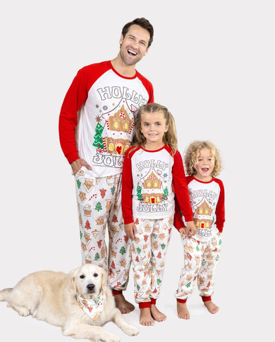 Christmas Matching Family Pajamas Gingerbread House & Xmas Tree Print