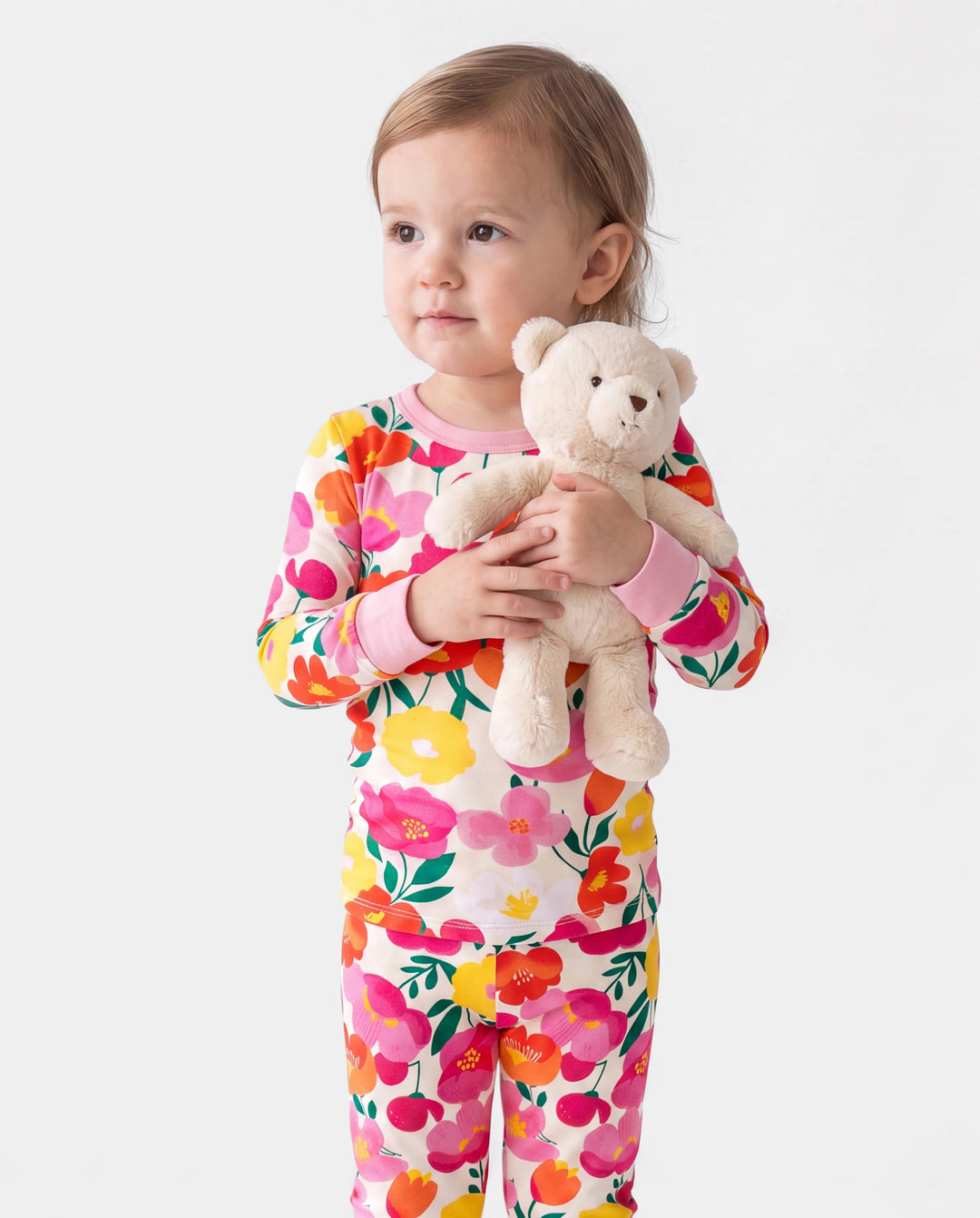 Weihnachten / Halloween Pyjama 2-teiliges Bambus-Pyjama-Set mit kindlichem Druck für Baby / Kleinkind (eng anliegend) rosa