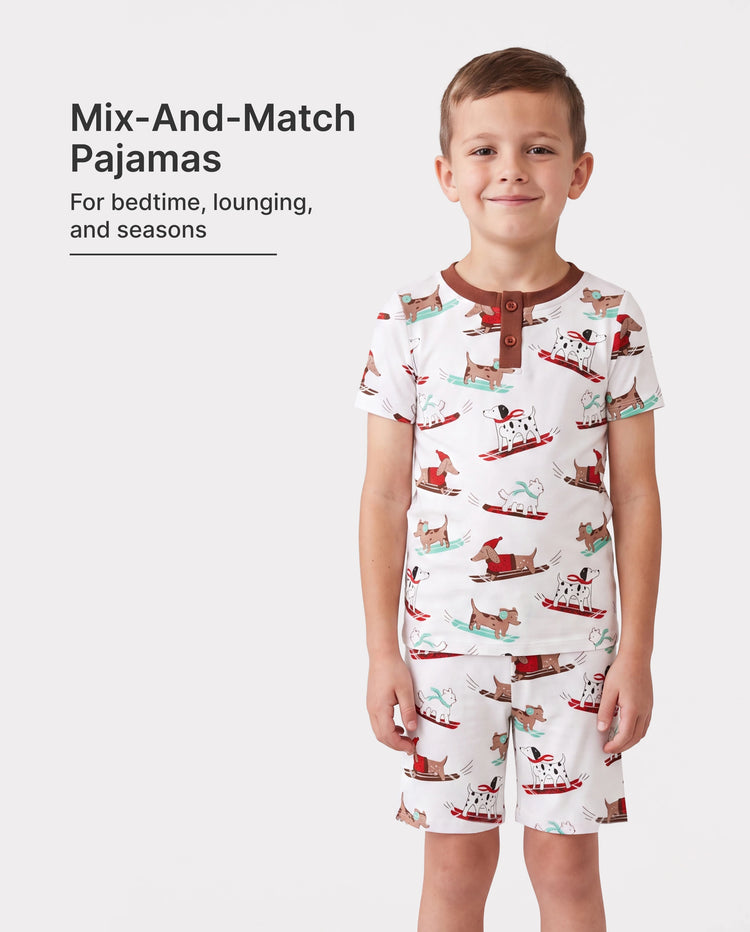 Toddler / Kids Christmas / Halloween Pajamas 3-Piece Bamboo Pajama Set 2-in-1 Look for 4 Seasons (Snug-Fitting) White