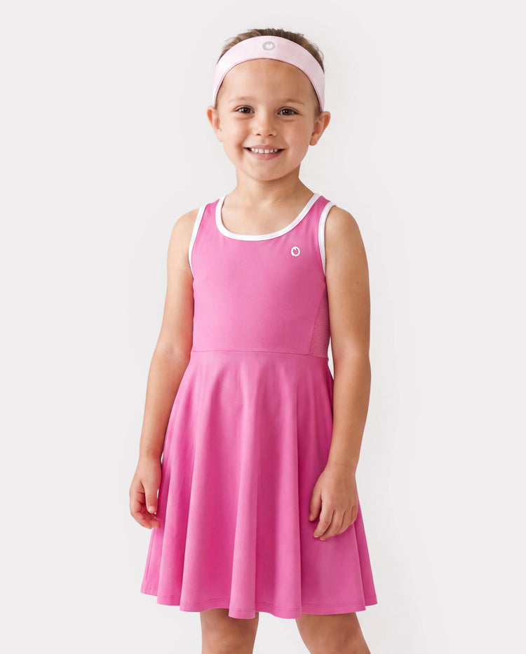 PatPat Rapidair Activewear Robe de tennis pour fille avec bandeau et short en viscose de bambou avec poches Rose vif