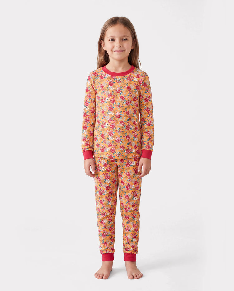 Weihnachts-/Halloween-Pyjama 2-teiliges Bambus-Schlafanzug-Set mit kindlichem Print für Kleinkinder / Mädchen (Eng anliegend) Orange