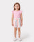 2pcs Kleinkind Mädchen Süße Flutter-Ärmel T-Shirt und Streifen Gürtel Shorts Set rosa