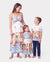 Mommy & me Vacation Set Tropical Pineapple Coconut Tree Print Short-sleeve T-shirt or Hollow out Strap Dress for Summer Vacation White