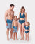 Maillots de bain assortis pour toute la famille à rayures bleu sarcelle Bikini froncé & short de bain Multicolore