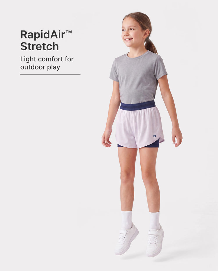 PatPat Lightflow Activewear Kid Girl Athletic Ultra Light Quick Dry Active Shorts with Bamboo Viscose Liner Light Purple