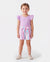2pcs Kleinkind Mädchen Süße Flutter-Ärmel T-Shirt und Streifen Gürtel Shorts Set helles lila