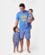 Daddy & Son Bamboo Pajamas Buttery Soft Bamboo PJs for Men Women Kids Toddler, Cute Burger & Fries Print Short Sleeve Sleepwear (Snug-Fitting for Children) Royal Blue