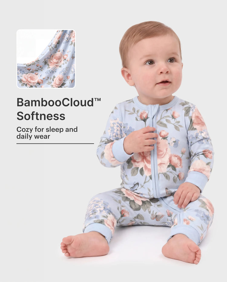 Bloom & Blossoms Bamboo Zip-Up Baby Pajamas