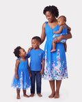 Mommy & me Outfits Set Floral Sleeveless Dress or Short-sleeve T-shirt Blue