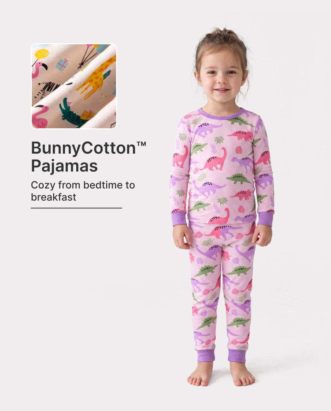 Kleinkind / Kinder 2-teiliger Pyjama aus Bio-Baumwolle mit kindlichem Print Eng anliegende Pyjamas für Mädchen / Jungen rosa