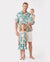 Daddy & Daughter Leaf Print Green Short-sleeve Shirt or Sling Shirred Dress Set Green