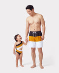 Daddy & Daughter Colorblock Swim Trunks Shorts or Cut Out Waist One-Shoulder One-piece Swimsuit Multi-color