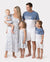 Familienpassendes Outfit: Floral Smocking Casual Suit Blau Weiss