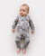 Baby Boy/Girl Plant Print Zip-up Snug-Fitting Wool Pajamas Grey