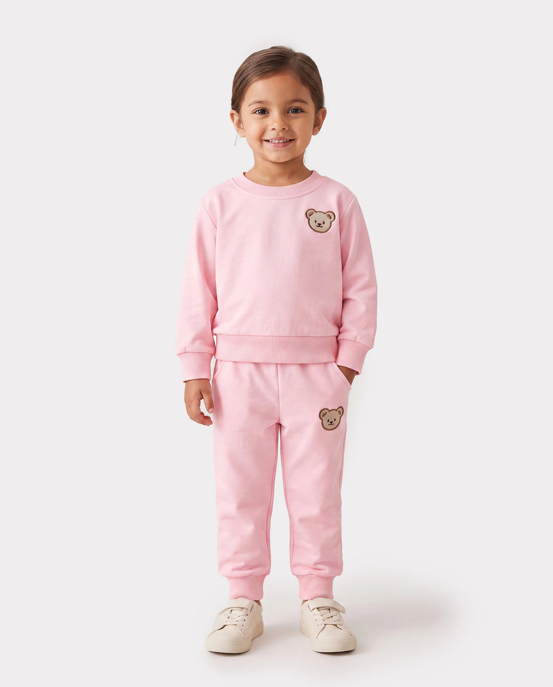 Baby/Toddler Girl Clothes 2pcs Bear Style Sweatshirt and Pants Set Pink