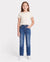 Kids Pull On Elastic Waist Denim Jeans Soft Stretch Comfortable Everyday Pants with Pockets Deep Blue