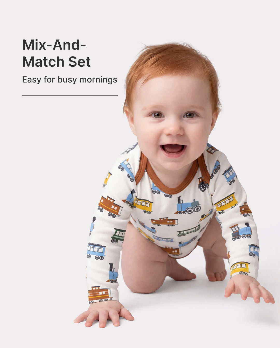 2-teiliges Bambus Baby Bodysuit-Set mit Blumenmuster – Langarm-Strampler für Baby Mädchen & Neugeborene in Braun