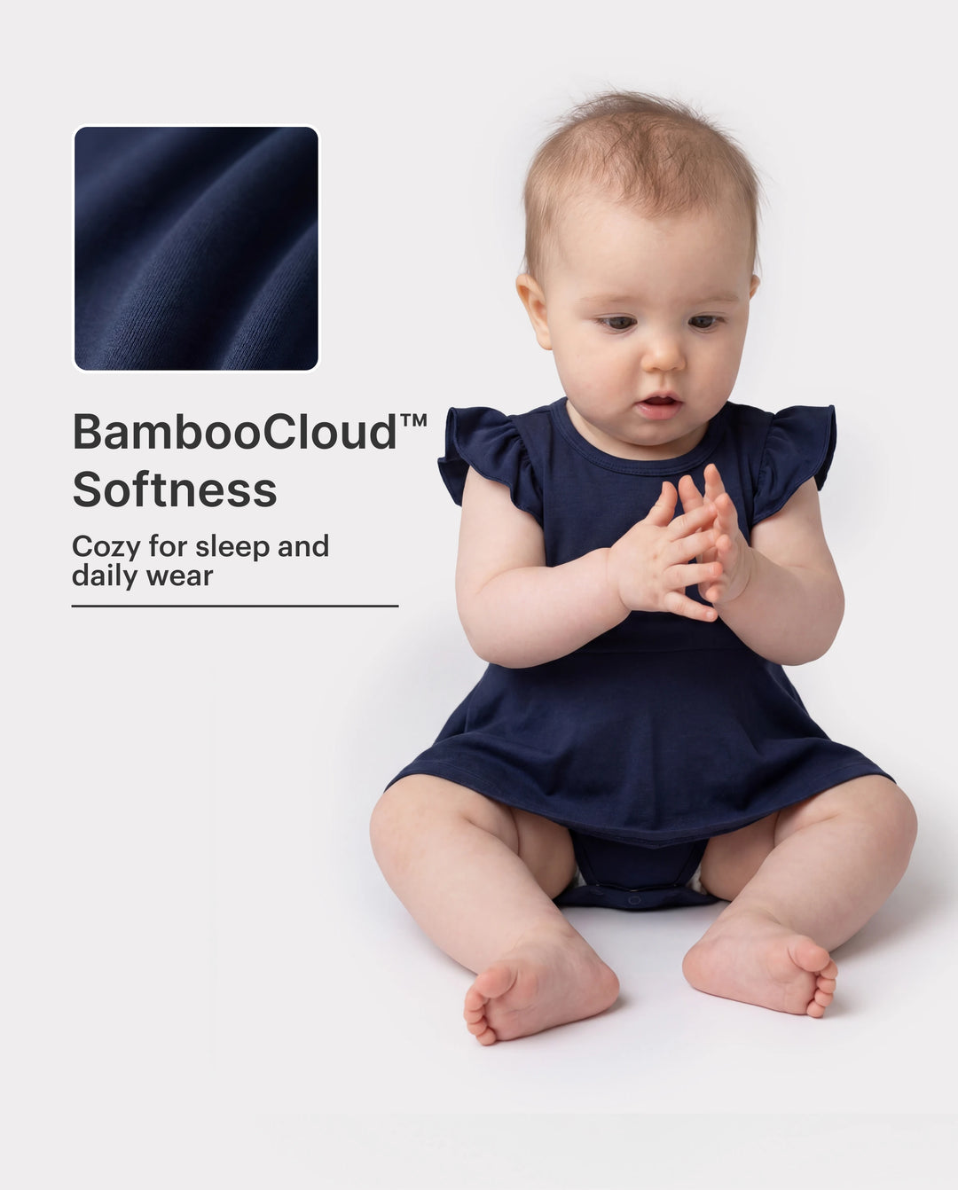Bamboo Baby Girl Solid Color 3-Piece Rompers Set Blue