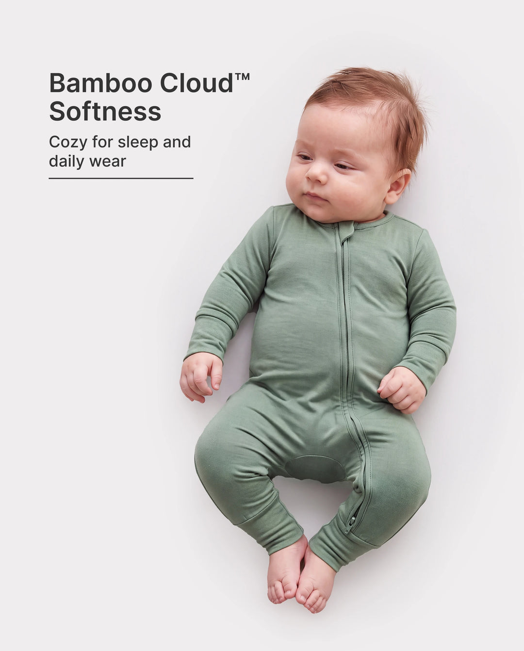 Kinder Baby / Mädchen Bambus Pyjama mit kindlichem Aufdruck (eng anliegend) dunkelgrün