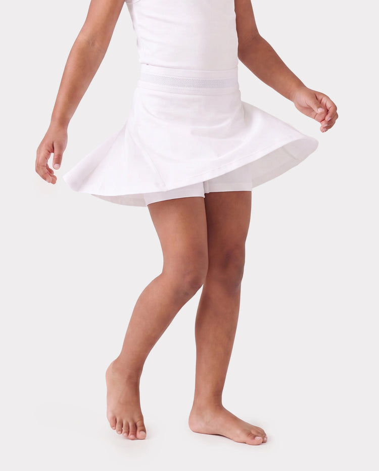 PatPat Rapidair Activewear Jupe-short de tennis athlétique 2 en 1 pour fille avec short en viscose de bambou et poche Blanc