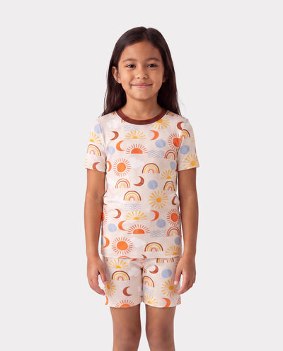 Toddler / Kids Christmas / Halloween Pajamas 3-Piece Bamboo Pajama Set 2-in-1 Look for 4 Seasons (Snug-Fitting) Apricot