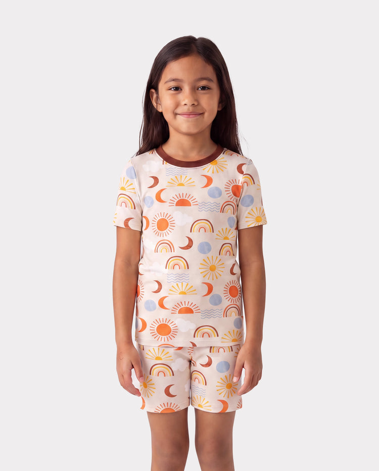 Toddler / Kids Christmas / Halloween Pajamas 3-Piece Bamboo Pajama Set 2-in-1 Look for 4 Seasons (Snug-Fitting) Apricot