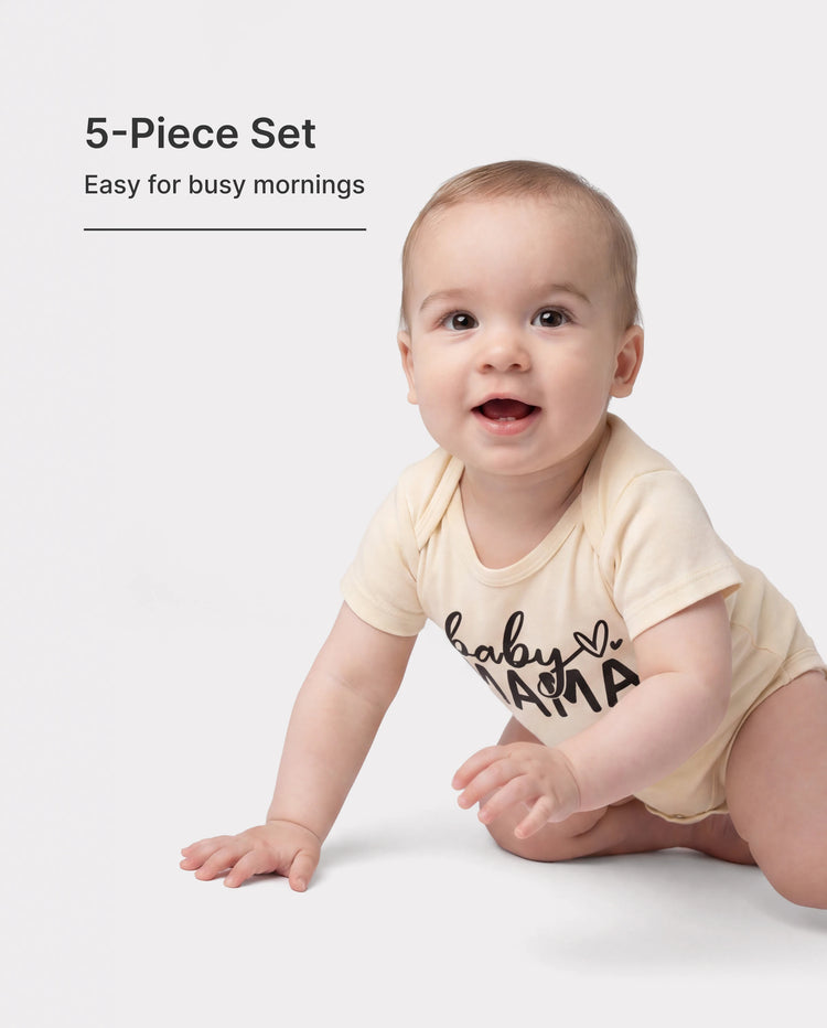 Mono informal de bambú para bebé niño/niña, paquete de 5, verde claro