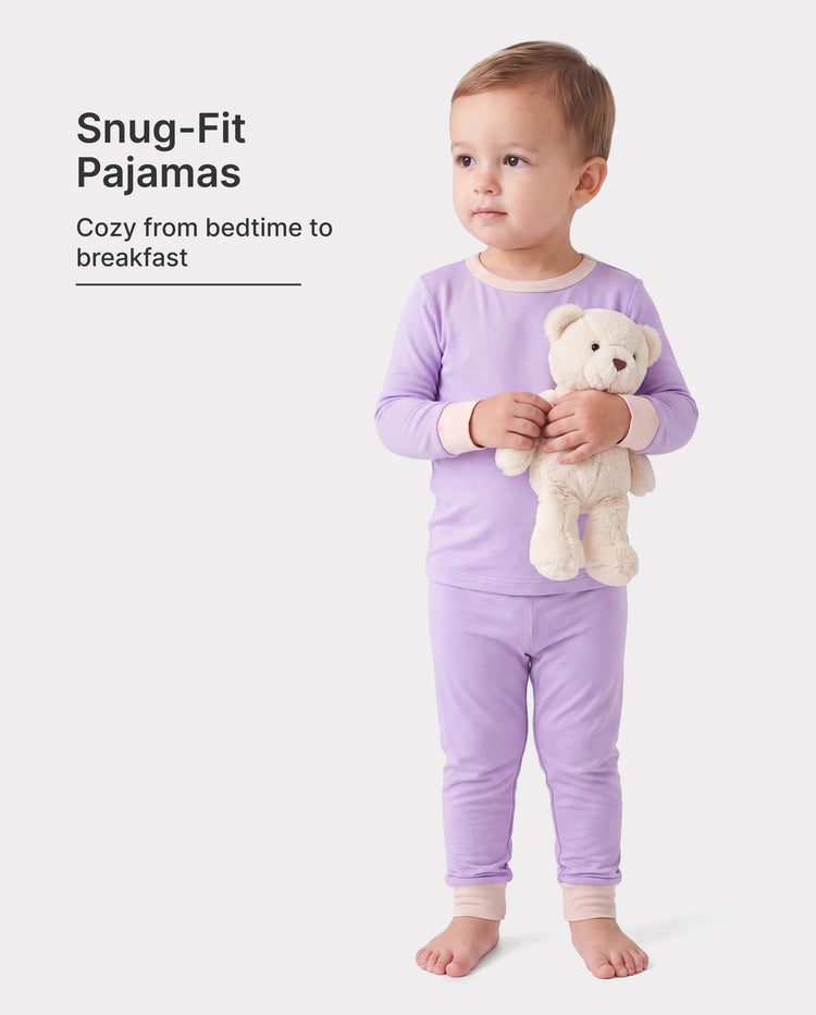 Conjunto de pijama de 2 piezas de tencel modal para bebé, niña/niño (ajustado), morado