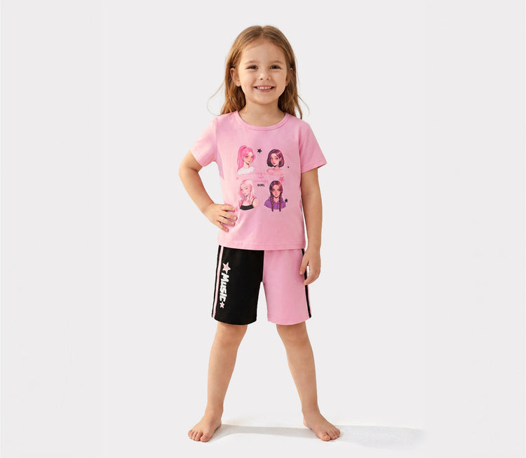 NEON Pop – Ensemble top et short pour petite fille, couleur rose