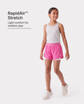 PatPat Lightflow Activewear kid girl athletic ultra light quick dry active shorts with bamboo viscose liner Hot Pink