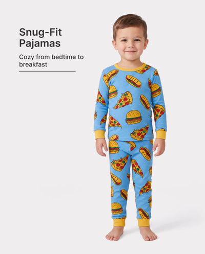 Halloween Pajamas Set with Childlike Print 2-piece Snug fit Organic Cotton Pajamas for Toddler / Kids Girls / Boys Light Blue