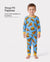 Pijama de Halloween con estampado infantil, 2 piezas, ajuste ceñido, de algodón orgánico, para niños pequeños, niñas y niños, color azul claro.