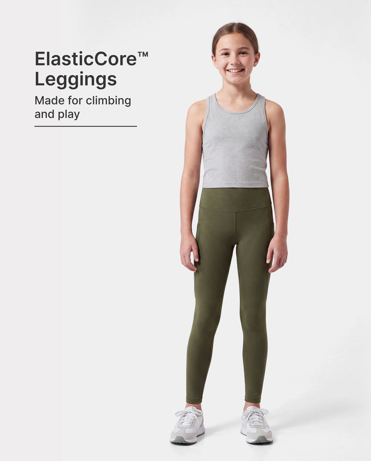 Leggings pour fille, pantalon de yoga taille haute, leggings de couleur unie avec chouchou assorti gratuit, vert armée