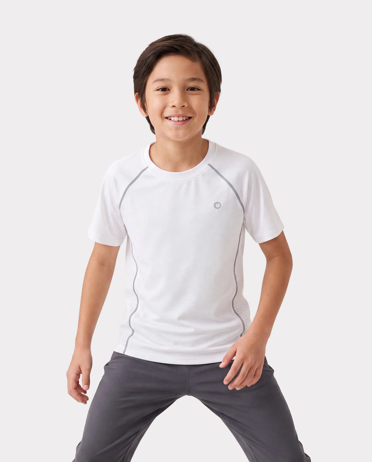 Camiseta deportiva PatPat Rapidair para niños y niñas, de secado rápido y enfriamiento instantáneo, UPF 100+, color blanco