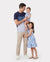 Daddy & Daughter Outfits Blue Floral Print Dress & Color Block Tee Set, Mommy Daddy and Me Summer Beach Vacation Coordinates Blue