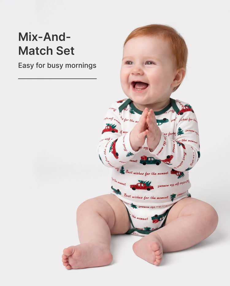 Body en bambou pour bébé Lot de 2 grenouillères à manches longues Flora pour filles bébé Vert