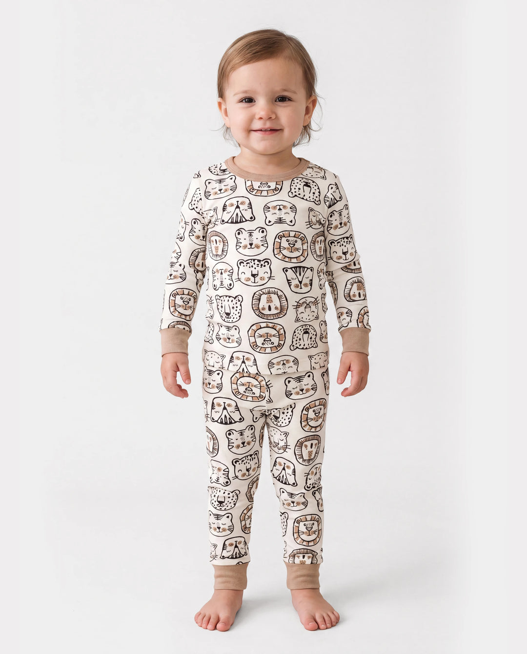 Weihnachten / Halloween Pyjama 2-teiliges Bambus-Pyjama-Set mit kindlichem Druck für Baby / Kleinkind (eng anliegend) khaki