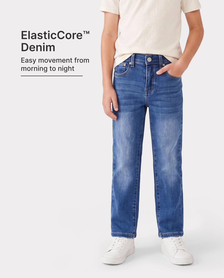 Einfarbig Elastische Taille Weich elastisch Bequem Casual Jeans Baumwollhose mit Taschen blau