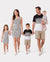 Family Matching Cotton Set Schwarz-weiß gestreiftes T-Shirt oder Träger-Bodycon-Kleid  Schwarz+Weiß