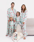 Christmas Matching Family Collared Pajamas Santa Claus Print Green