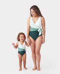 Mommy & me Colorblock Wrap Side V-Neck Swimsuit MultiColour