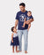 Daddy & Daughter Cotton T-Shirt & Dress Set – Sunny Days Palm Print for Dad, Mom, Baby & Toddler, Perfect for Summer Vacations & Family Outings Tibetan blue