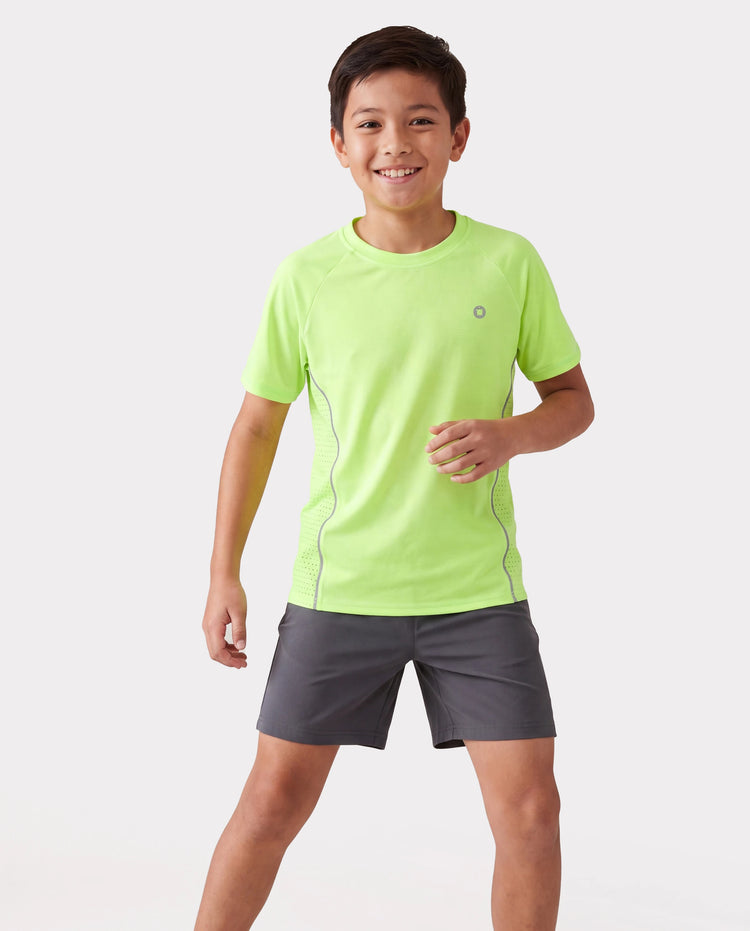 Camiseta deportiva PatPat Rapidair para niños y niñas, de secado rápido y enfriamiento instantáneo, con protección solar UPF 100+, color verde