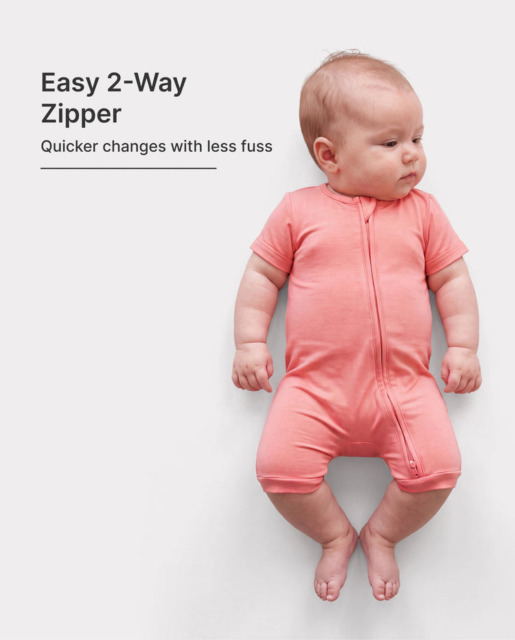 Bambus Baby Jungen/Mädchen 2-Wege-Reißverschluss-Strampler mit Anti-Rutsch und kindlichem Essensmuster, Bambus-Schlafanzug (eng anliegend), Rosa