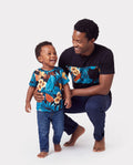 Daddy & Son Floral Panel T-shirt Sets Black