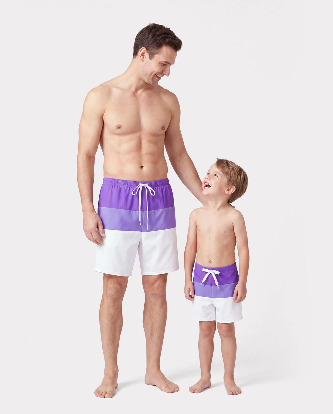 Daddy & Son Color-block Swim Trunks (Quick-Dry) ColorBlock