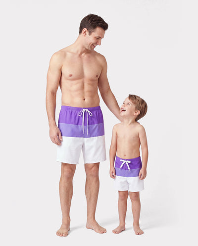 Daddy & Son Color-block Swim Trunks (Quick-Dry) ColorBlock