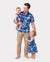 Daddy & Daughter Vacation Set Tropical Floral Print Shirt or Halter Dresses for Dad, Mom, Kids & Baby, Perfect for Summer Holidays & Family Photos Deep Blue