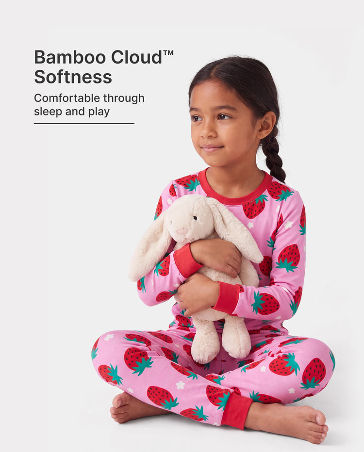 Christmas / Halloween Pajama 2-Piece Upgraded Thick Bamboo Pajama Set With Childlike Print for Toddler / Kids Girl (Snug-Fitting) Red